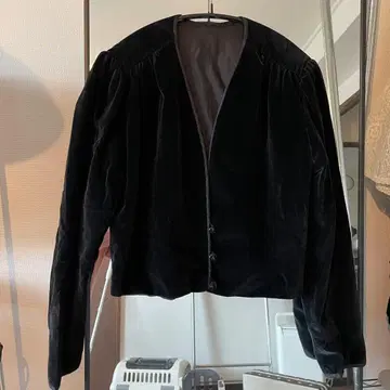 블랙 벨벳 노카라 자켓