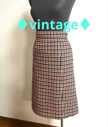 트리컬러 패턴 플레어 스커트 무릎 기장