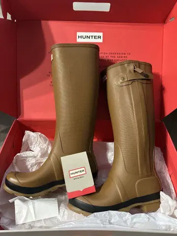 HUNTER 브라운 장화 지퍼 포함