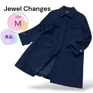 새상품급 Jewel Changes 롱 코트 네이비 M 히든 버튼 고급