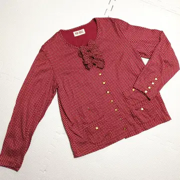 PINK HOUSE 핑크하우스 가디건 도트 무늬 리본 빨간색