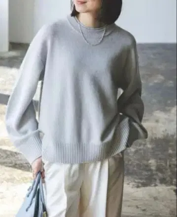 noble Super160s 더블 리브 크루 니트 색스 블루