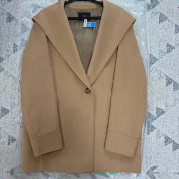 23구 울 캐시미어 비버 후드 부착 숏코트 카멜 사이즈 38