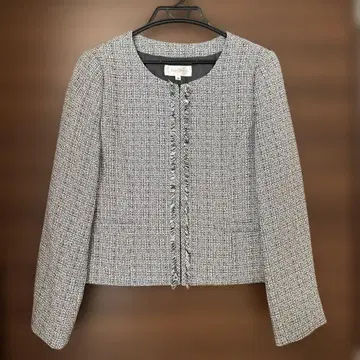 노카라 트위드 자켓 블랙 화이트