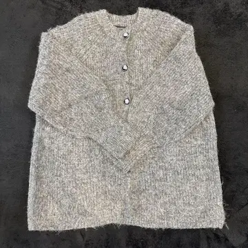 라메 믹스 그레이 가디건