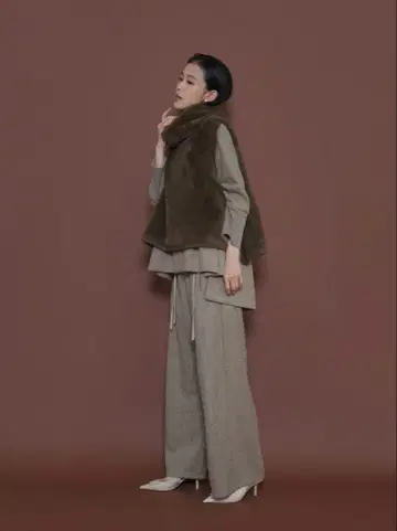 2025AW 신상 CYAN TOKYO 셔링 허리 프린지 와이드