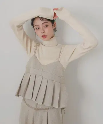 LIAN 같은 형태 트위드 플리츠 뷔스티에 [ Ivory ]