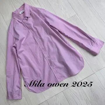 Mila owen 단추 다운 크롭 기장 컴팩트 셔츠