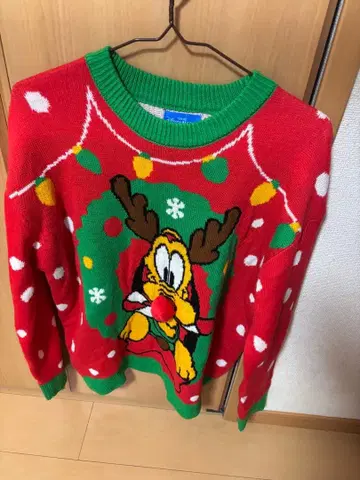 디즈니 크리스마스 플루토 루돌프 니트 스웨터 M 사이즈