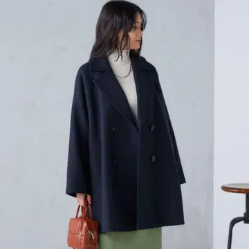 SHIPS SUPER170 멜톤 텐트라인 미디 코트 사이즈 38