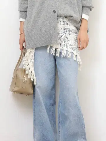 크라프트 자수 레이스 스카프 블랙