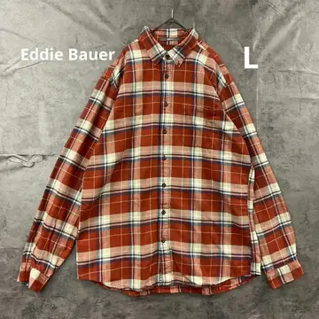 에디 바우어 플란넬 셔츠 빨간색 체크 면 기모 긴팔 상의 [ 7342 ]