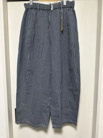 스트라이프 와이드 팬츠 F 사이즈 코튼 100%