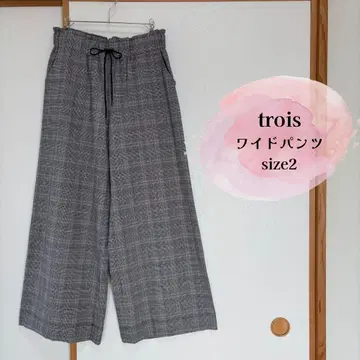 trois 허리밴딩 와이드 팬츠 글렌체크 size2