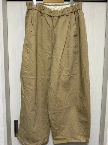 베이지 코튼 와이드 팬츠