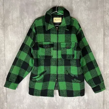 [ USA ] MELTON 멜톤 70's 그린과 블랙 체크 CPO 자켓