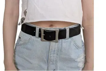 도치기 가죽 벨트 (블랙) 니켈 바렐 도금 버클 40mm 폭 통가죽