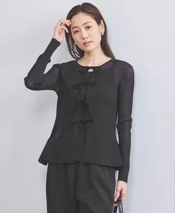 시어 벨벳 리본 가디건 UNITED ARROWS