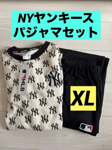 MLB 뉴욕 양키스 퀼트 소재 긴팔 룸웨어 아이보리 XL