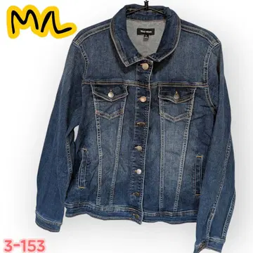 새상품급 Well Worn 데님 자켓 ML 남녀 공용 튼튼한 원단 오샤레