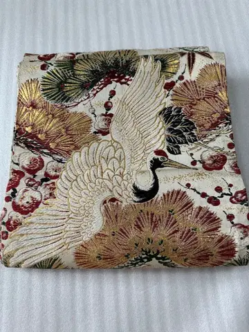 후쿠로 오비 오비 전통 길이 378cm 순수 실크 금은 자수