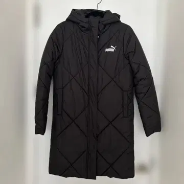 PUMA 블랙 후드 부착 다운 자켓 S
