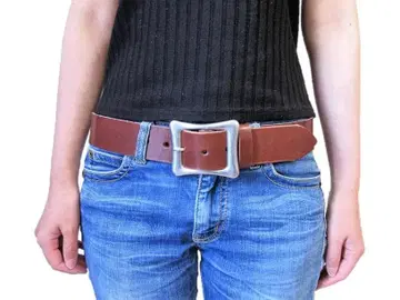 도치기 가죽 벨트 (초코) 니켈 배럴 도금 버클 40mm 폭 통가죽