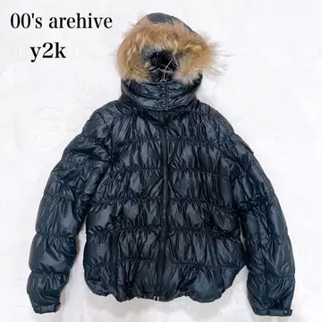 y2k 헤이세이 너구리 가죽 충전솜 퍼 다운 광택 00's LL 새상품급