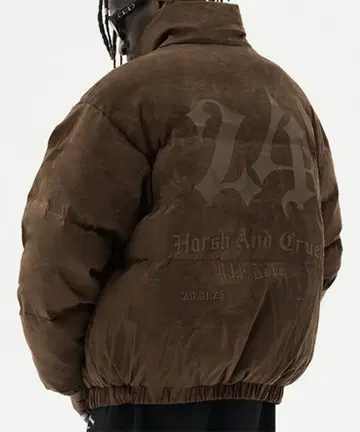 HARSH AND CRUEL 다운 자켓 L 브라운 방한 겨울 상품