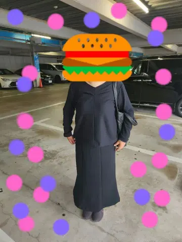 LL 3L 블랙 셋업 스커트 V넥 긴팔