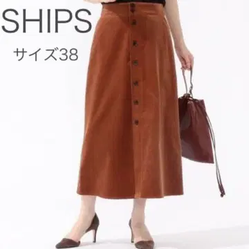 SHIPS 코듀로이 프론트 버튼 스커트 38