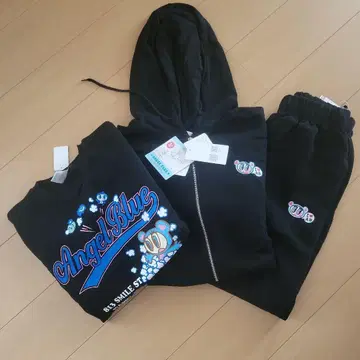 엔젤 블루 셋업 트레이닝복 팬츠 후드티 L 사이즈 블랙