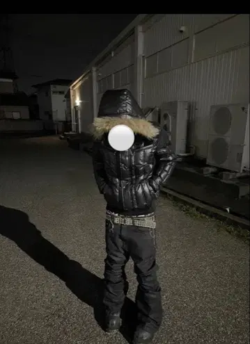 Y2K 퍼 블랙 다운 자켓