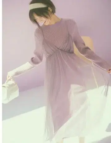 17200엔 새상품 택 M 윌 셀렉션 니트 x 튤 원피스