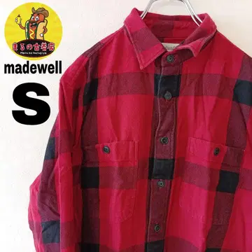 USA 구제 의류 madewell 플란넬 셔츠 S 레드 블랙 체크