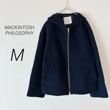 매킨토시 철학 후드 부착 울 숏코트 네이비