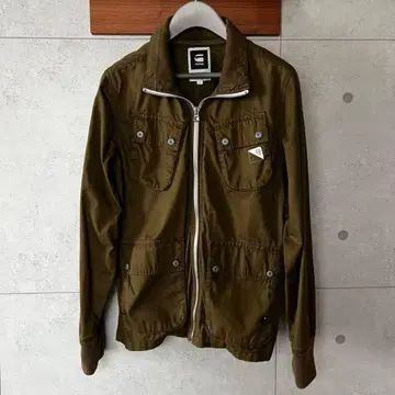 G-STAR RAW 카키 밀리터리 자켓 지퍼 부착