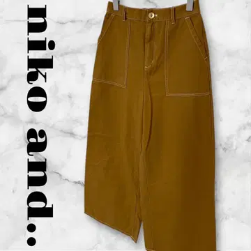 niko and.. 데님 팬츠 와이드 팬츠 하의 L 브라운 면