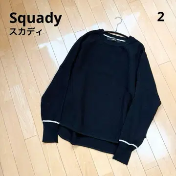 Squady 스카디 와플 편직 긴팔 니트 스웨터 가슴 너비 와이드 블랙