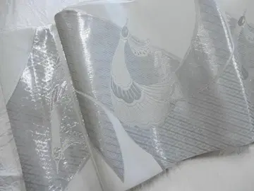 순수 실크 후쿠로 오비 공작 나가시 플라티나박