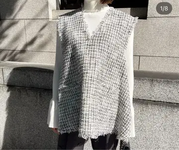 새상품급 heve 헤이 트위드 베스트 화이트