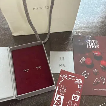 mimi33 리본 모티브 귀걸이 기프트 박스 포함