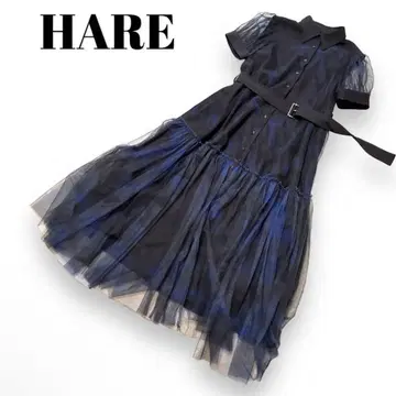 [ HARE ] 소매 시어 튤 티어드 롱 원피스 드레스 반팔