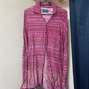 기하학 패턴 핑크 긴팔 셔츠 인도네시아 산