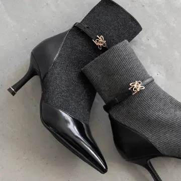 RANDA 부츠 골드 파츠 니트 도킹 부츠