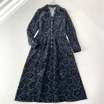 로라 애슐리 꽃무늬 코듀로이 스키퍼 롱 기장 셔츠 원피스