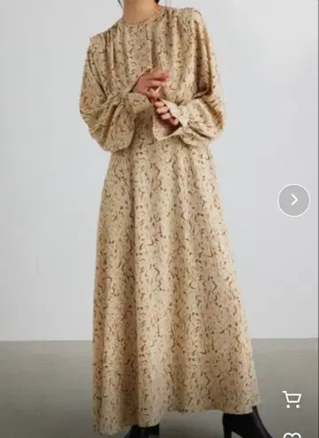 플라워 프린트 벌룬 슬리브 맥시 드레스