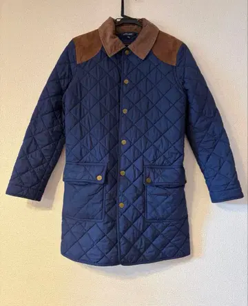 네이비 퀼팅 자켓 코듀로이 옷깃