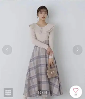 프로포션 코르셋풍 체크 플레어 스커트