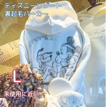 [미사용에 가까운] 디즈니 리조트 한정판 속기모 후드티 화이트 L